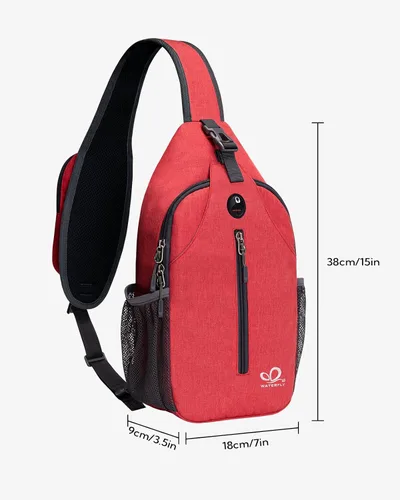 Vista 75 de Waterfly - Mochila cruzada tipo bandolera para viajes y caminatas, bolsa de pecho, Gris, talla única