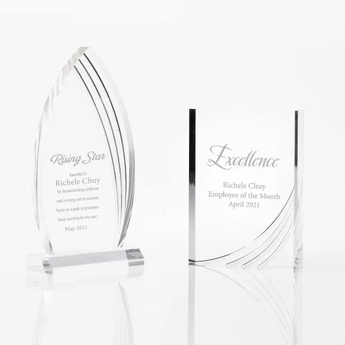 Vista 5 de Baudville Trofeo grabado - Acrílico contemporáneo transparente - Premio para empleados - Detalles cincelados - Grabado personalizado de hasta tres