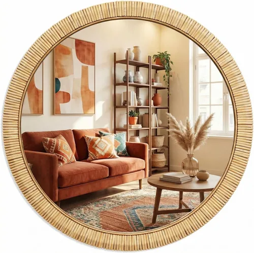 Vista 9 de Barnyard Designs Espejo de pared de ratán miel natural