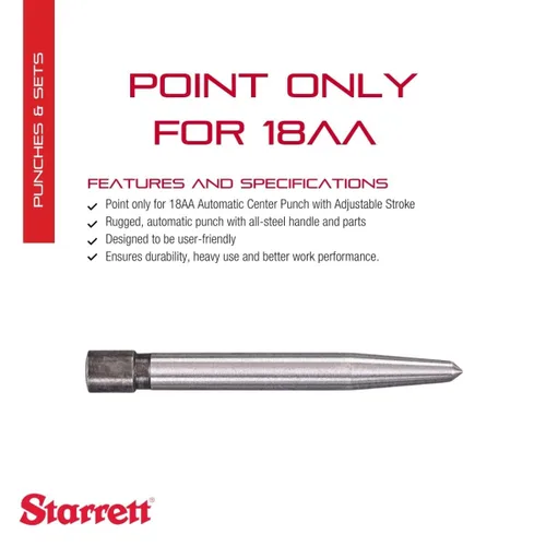 Vista 2 de Starrett Punzón central automático con carrera ajustable, solo punta, ideal para carpinteros y mejoras para el hogar, funciona con todos los 18AA