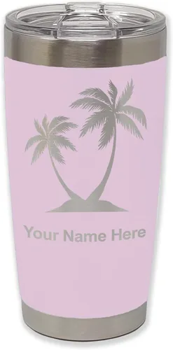 Vista 25 de LaserGram Vaso aislado al vacío de 20 onzas, palmeras, grabado personalizado incluido (negro)