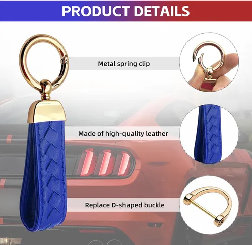 Vista 3 de NTNEV Llavero de cuero genuino para automóvil, llavero universal para automóvil, hecho a mano, rotación de 360 grados con anillo en D antipérdida, 2