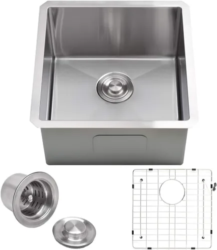 Vista 10 de VADANIA Fregadero de barra de cocina de 16 pulgadas, acabado chapado en negro, 16"x18"x10", tazón individual, bajo encimera, acero inoxidable T304