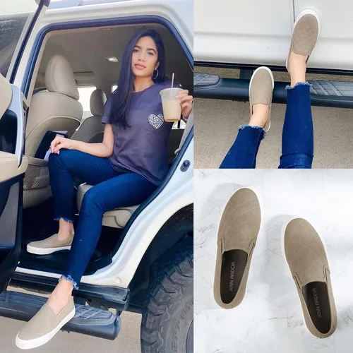 Vista 4 de JENN ARDOR Zapatos deportivos sin cordones para mujer, zapatos casuales perforadosacolchados, zapatos planos de moda para caminar