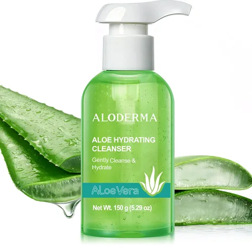Vista 10 de Aloderma Jabón facial iluminador de piel con 77% aloe vera orgánico, limpiador diario iluminador natural con regaliz para piel radiante, limpiador