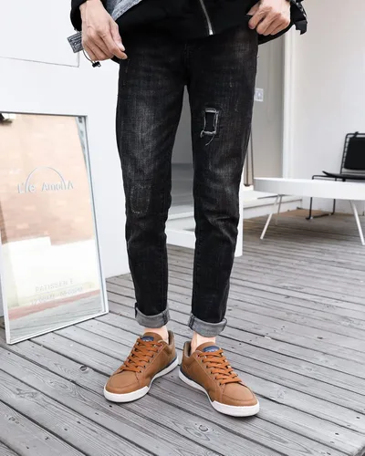Vista 6 de ASTERO - Zapatos casuales para hombre vestido de moda antideslizante y bajo de piel sintética zapatos para caminar M