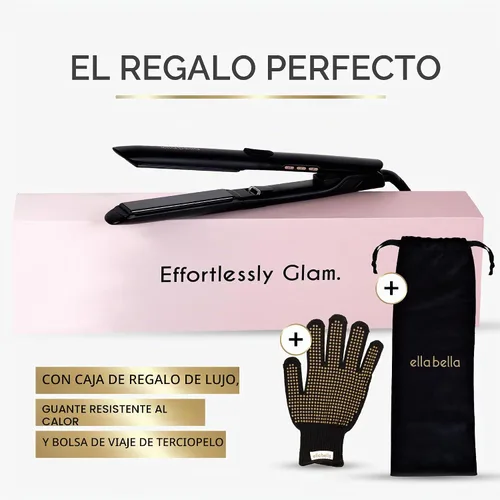 Vista 7 de ELLA BELLA® Titanium Flat Iron Hair Straightener Slim with Infrared Negro