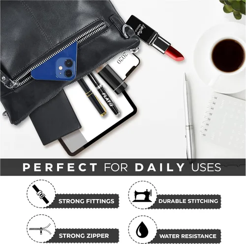 Vista 5 de Bolsos cruzados pequeños de cuero real para teléfono celular para mujer, bolso bandolera con soporte para tarjeta de crédito, bolso de hombro