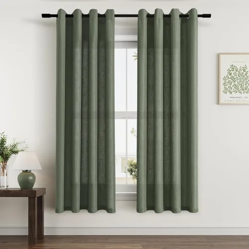Vista 89 de Cortinas de lino negro para dormitorio y sala de estar de 84 pulgadas de largo, juego de 2 paneles, para habitación de niños, filtro de luz