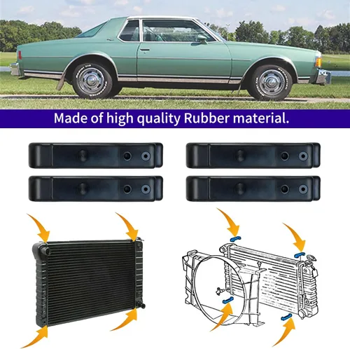 Vista 3 de Kit de 4 almohadillas aislantes de goma para radiador, almohadillas de soporte, 4 soportes de radiador compatibles con GM Chevrolet Buick Pontiac
