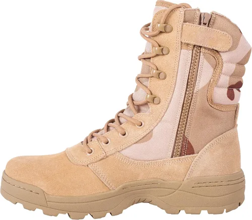 Vista 7 de RIELD Botas tácticas militares para hombre con cremallera lateral, botas de combate para la jungla del ejército