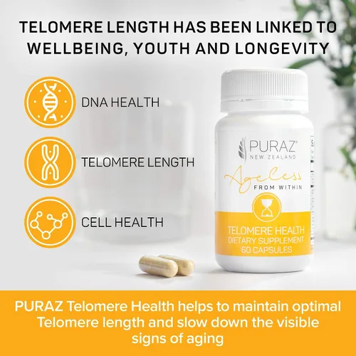 Vista 3 de Telomere Suplementos con potente extracto de raíz de astrágalo y colágeno, fórmula avanzada para alargamiento de telómeros, suplemento