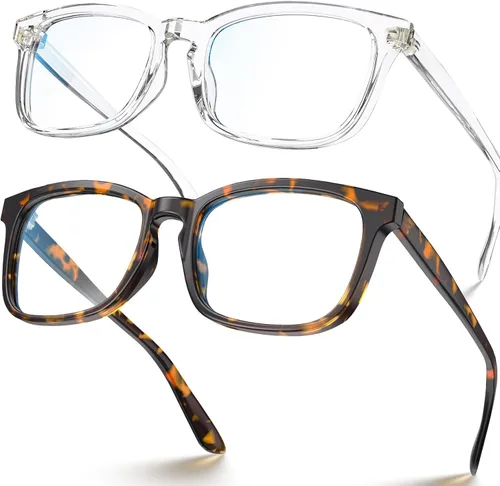 Vista 12 de Square Blue Light Glasses for Women Men Clear Frame Computer negro (Black&Clear)
