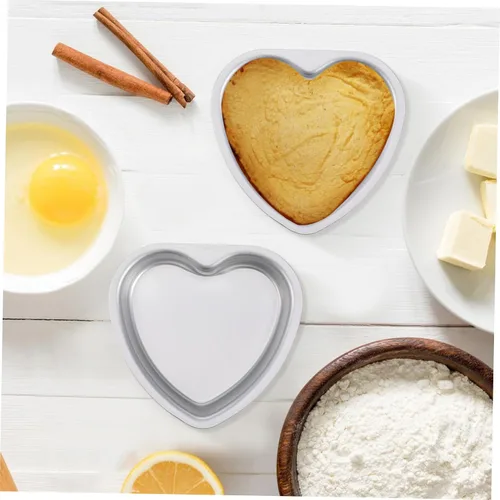 Vista 6 de Cabilock Molde para pasteles en forma de corazón, juego de 5 moldes de aluminio antiadherentes para tartas de corazón pequeño de 4.2 x 4.1 pulgadas