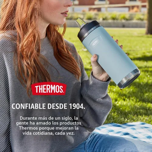 Vista 8 de THERMOS ICON SERIES, botella de agua de acero inoxidable con tapa de pajilla, 32 onzas, Glacier