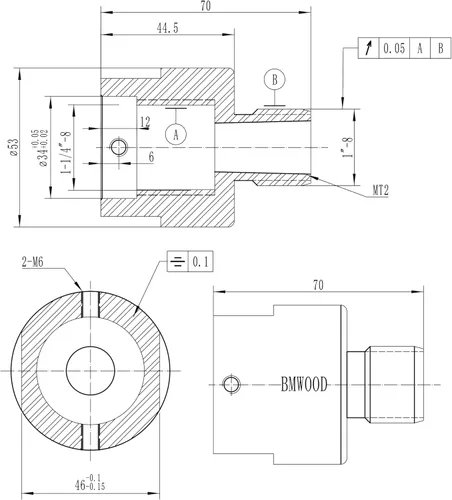 Vista 4 de Adaptador de rosca macho de 1-1/4 "x 8TPI a 1" x 8TPI Macho, para torno de madera con rosca de husillo de 1-1/4 "x8TPI, adaptador de husillo