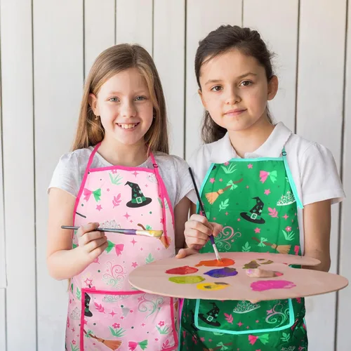 Vista 4 de Delantales para niños para cocinar delantal de Navidad lindo delantal rojo para cocina, cocina, hornear, barbacoa, pintura, manualidades