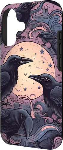Vista 2 de Occult Dark Academia Moon Celestial Aesthetic Goth Crow Case for iPhone 17