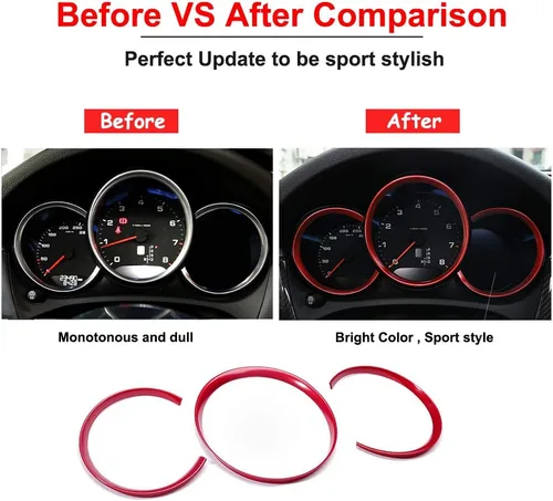 Vista 3 de 3 unids rojo tablero borde decoración adorno anillo para 2014 en adelante Porsche Macan
