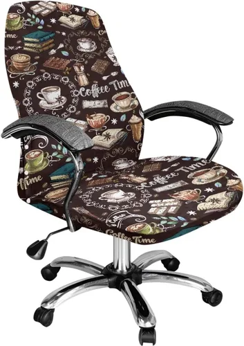 Vista 37 de Xoenoiee Bee Floral Print Office Chair Covers, Stretch Computer Boss Chair Cover with Button High Back Chair Slipcover Anti-Dust Rotating Chair