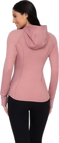 Vista 4 de Sudadera con capucha para mujer,manga larga, cierre completo, Yogalicious