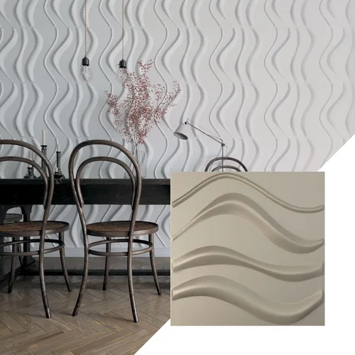 Vista 13 de Ekena Millwork 19 5/8 pulgadas de ancho x 19 5/8 pulgadas de alto Wave EnduraWall Panel decorativo de pared 3D, aluminio (cubre 2.67 pies cuadrados).