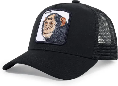 Vista 13 de Gorra de camionero para hombre con animal, gorra ajustable con cierre de presión, gorra de béisbol bordada, malla transpirable, parche cuadrado