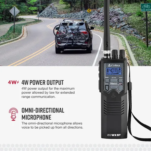 Vista 5 de Cobra HH50WXST Radio CB portátil – Radio de emergencia con acceso a 40 canales completos y alertas NOAA, conector para auriculares, salida