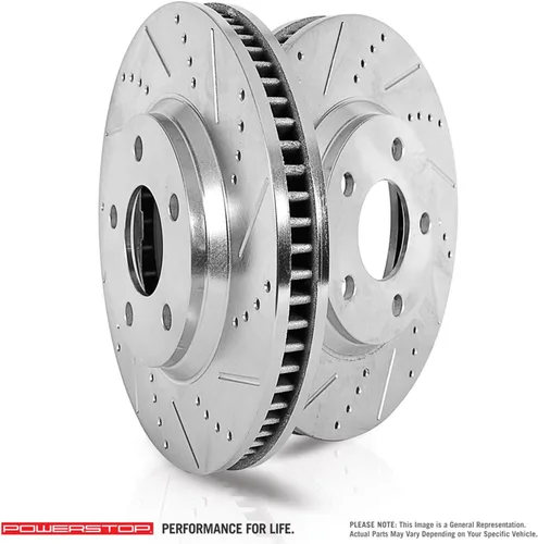 Vista 3 de Power Stop JBR1564XPR Par de rotores perforados y ranurados delanteros para Elantra, Elantra Coupe, Elantra GT, Kona, Veloster, Veloster, Venue