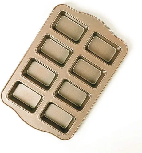 Vista 10 de Mini molde para pan de 8 cavidades de acero al carbono, bandeja antiadherente para hornear pan, diseño de una sola pieza (negro, 12 cavidades)