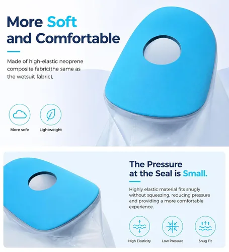 Vista 2 de Funda impermeable para rodilla, bolsa de fundición hermética, reutilizable, protector de ducha para cirugía de reemplazo de rodilla, heridas