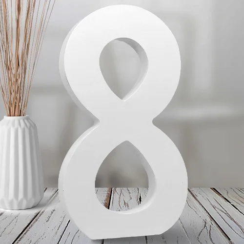 Vista 16 de AOCEAN Números de madera blanca de 8 pulgadas, número de madera sin terminar para pared, números decorativos de pie, rebanadas, decoración