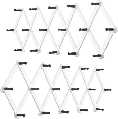 Vista 21 de WEBI Perchero de Pared Acordeón, Perchero de Sombreros de Madera Expandible para Perchero de Abrigos Montado en Pared, Soporte de Ganchos Acordeón