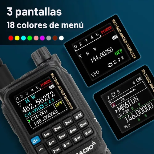 Vista 9 de TIDRADIO TD-H3 Plus - Radio de mano con auriculares, Bluetooth conectable, actualización web, programación inalámbrica APP PC, Walkie Talkies