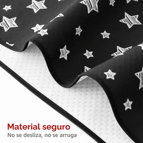 Vista 2 de Tapete portátil antideslizante para silla de bebé, 46 x 42 pulgadas, estrella negra
