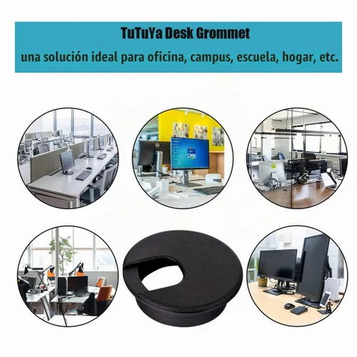 Vista 4 de TuTuYa 10 piezas de pasacables de escritorio, pasacables de escritorio de 1-3/8 pulgadas (35 mm) con sierra de agujero, ideal para cables de mesa