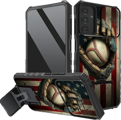 Vista 28 de Funda protectora para cámara Samsung Galaxy A14 5G, resistente y resistente con protección deslizante para lente deslizante, soporte integrado