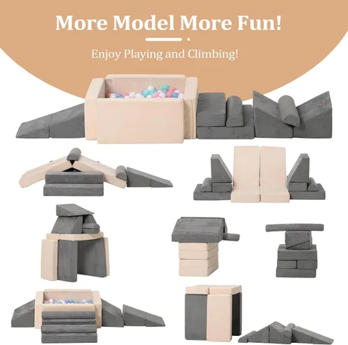 Vista 2 de Sofá para niños pequeños, sofá para bebés, sofá modular de juegos para niños, sofá de escalada de espuma convertible para niños pequeños, bloques