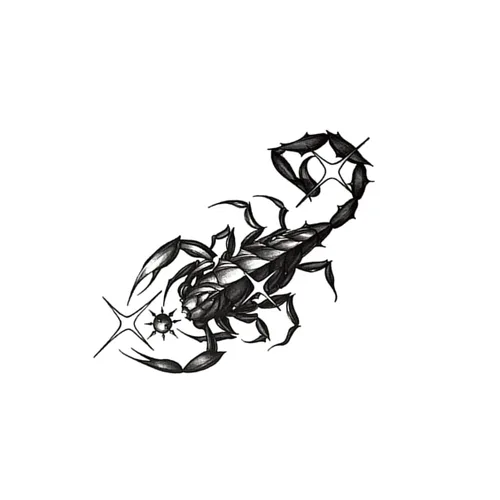 Vista 3 de 2 hojas de tatuajes temporales pequeños de escorpión para adultos, tatuajes falsos de escorpión negro, arte corporal impermeable de larga duración