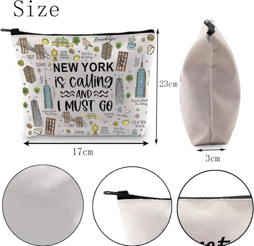 Vista 2 de POFULL NYC Gift New York is Calling and I Must Go Tote Bag Regalo de viaje Regalo de viaje de Nueva York, Nueva York está llamando bolsa de Nueva