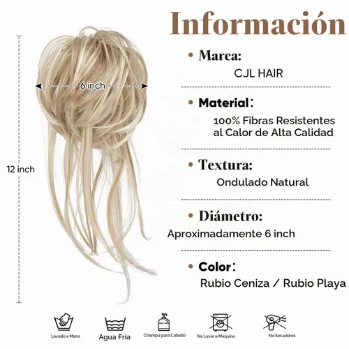 Vista 3 de CJL HAIR Extensiones de cabello rizado con cola de caballo, cabello sintético con coleta recta, coleteros para mujer, rubio ceniza/rubio playa