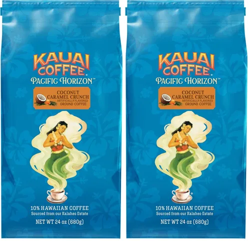 Vista 11 de Kauai Café molido, descafeinado tostado medio, café molido arábica del mayor productor de café de Hawái, aroma brillante con notas florales ligeras