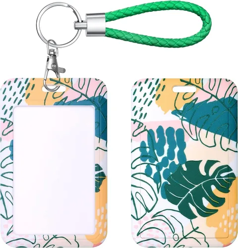 Vista 11 de Llavero con tarjetero de identificación con llavero de metal, diapositiva de plástico abierta con ventana de identificación para mujeres, hombres