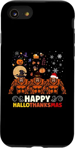 Vista 18 de iPhone 16 Halloween Thanksgiving Christmas Hallothanksmas Bigfoot Case