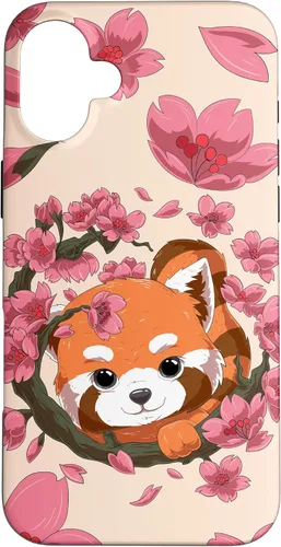 Vista 22 de Funda para iPhone 15 Pro Cute Red Panda y Sakura Cherry Blossom