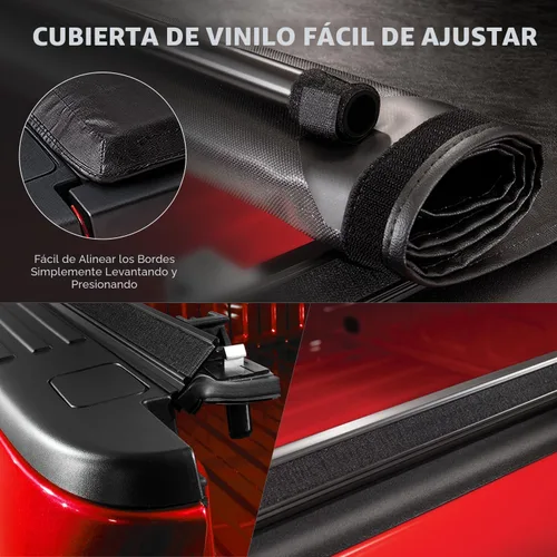 Vista 5 de DNA Motoring TTC-RU-033 - Cubierta enrollable de vinilo suave para plataforma de camioneta compatible con Silverado Sierra 1500 2500 3500 & HD