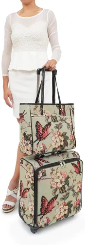 Vista 7 de Mellow World Maleta vertical con ruedas para mujer (mariposa), Mariposa, Maleta vertical con ruedas giratorias