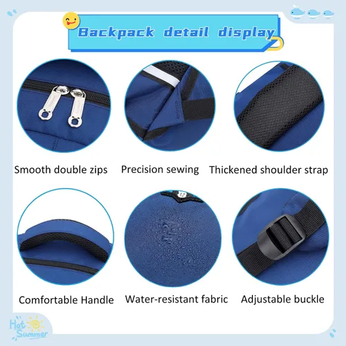 Vista 5 de Mochila con ruedas elementales de color sólido, estampado de camuflaje para niños, Azul, Mochilas Daypack