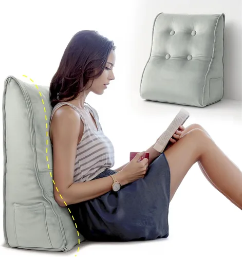 Vista 9 de Almohada de lectura de cuña de espuma viscoelástica para cama, almohada ergonómica para adultos con reposacabezas ajustable, almohada de cama