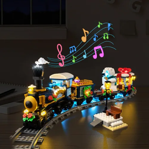 Vista 6 de Nitemode Kit de luces compatible con Lego Holiday Express Train 10361, diseño de interruptor de encendido/apagado mejorado, incluye accesorios